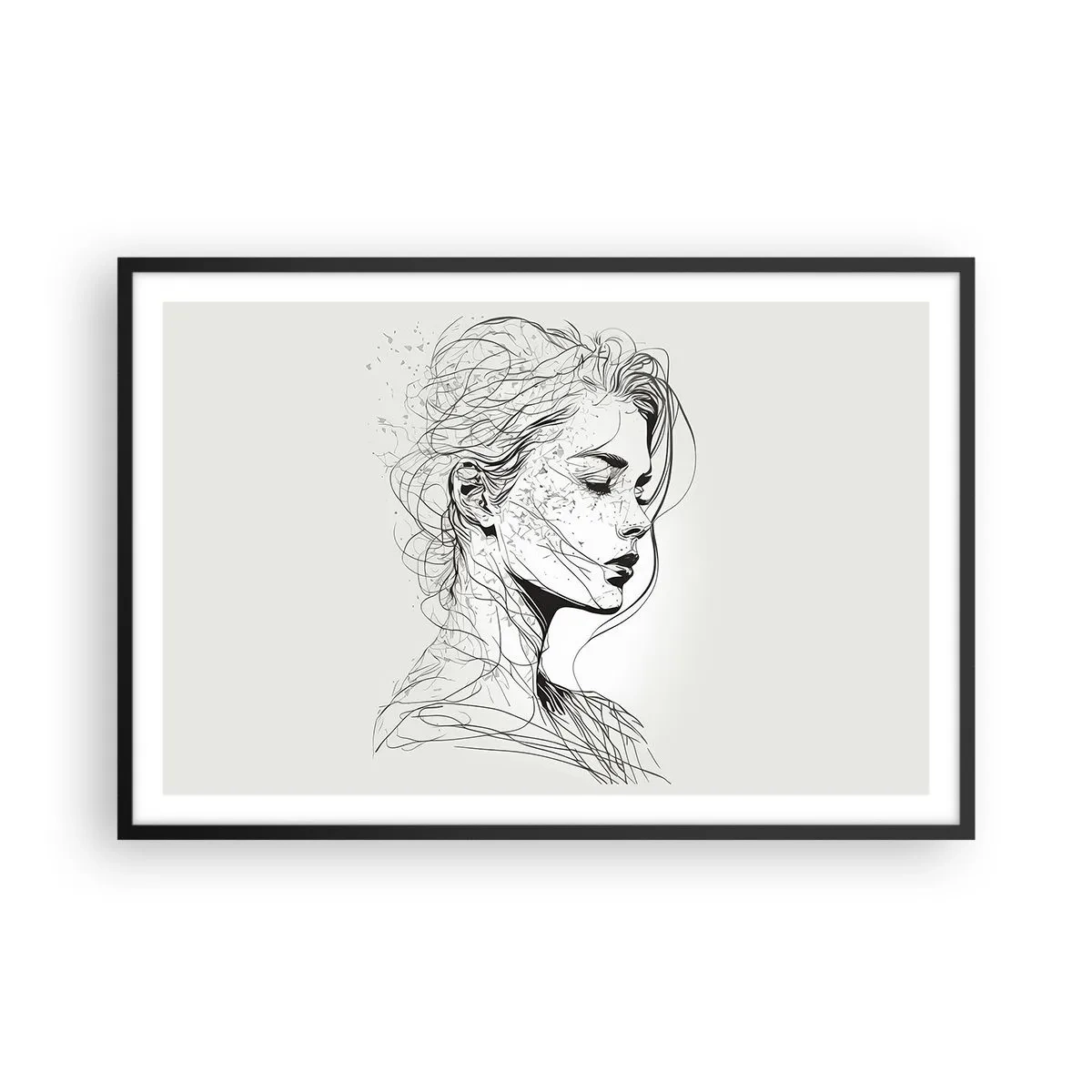 Poster în ramă neagră - Desenată cu linii - 91x61 cm