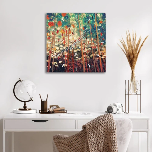 Ceas de perete - Ceas pe sticlă - Viața secretă a frunzelor - 40x40 cm