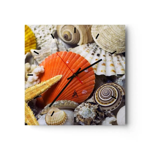 Ceas de perete - Ceas pe sticlă - Comorile oceanului - 40x40 cm