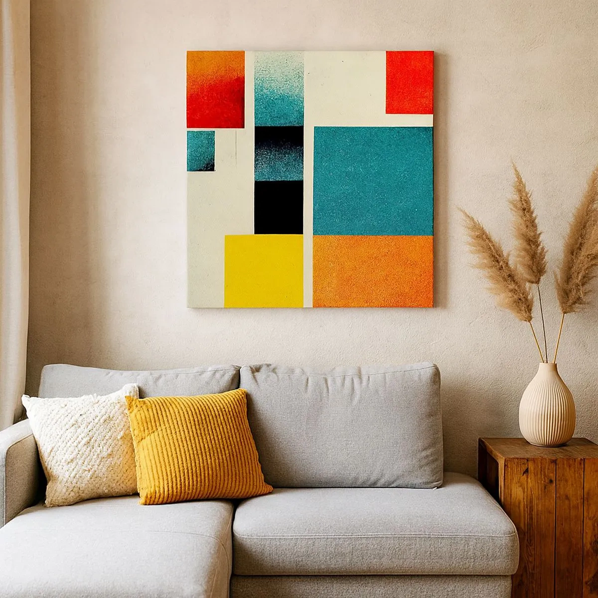 Tablou pe pânză - Abstracție geometrică - energie bună - 30x30 cm