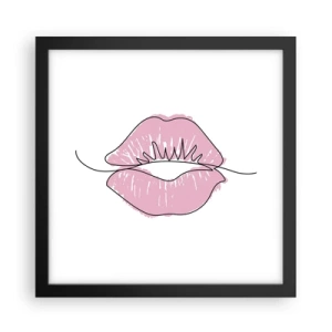 Poster în ramă neagră - Vrei un sărut? - 30x30 cm