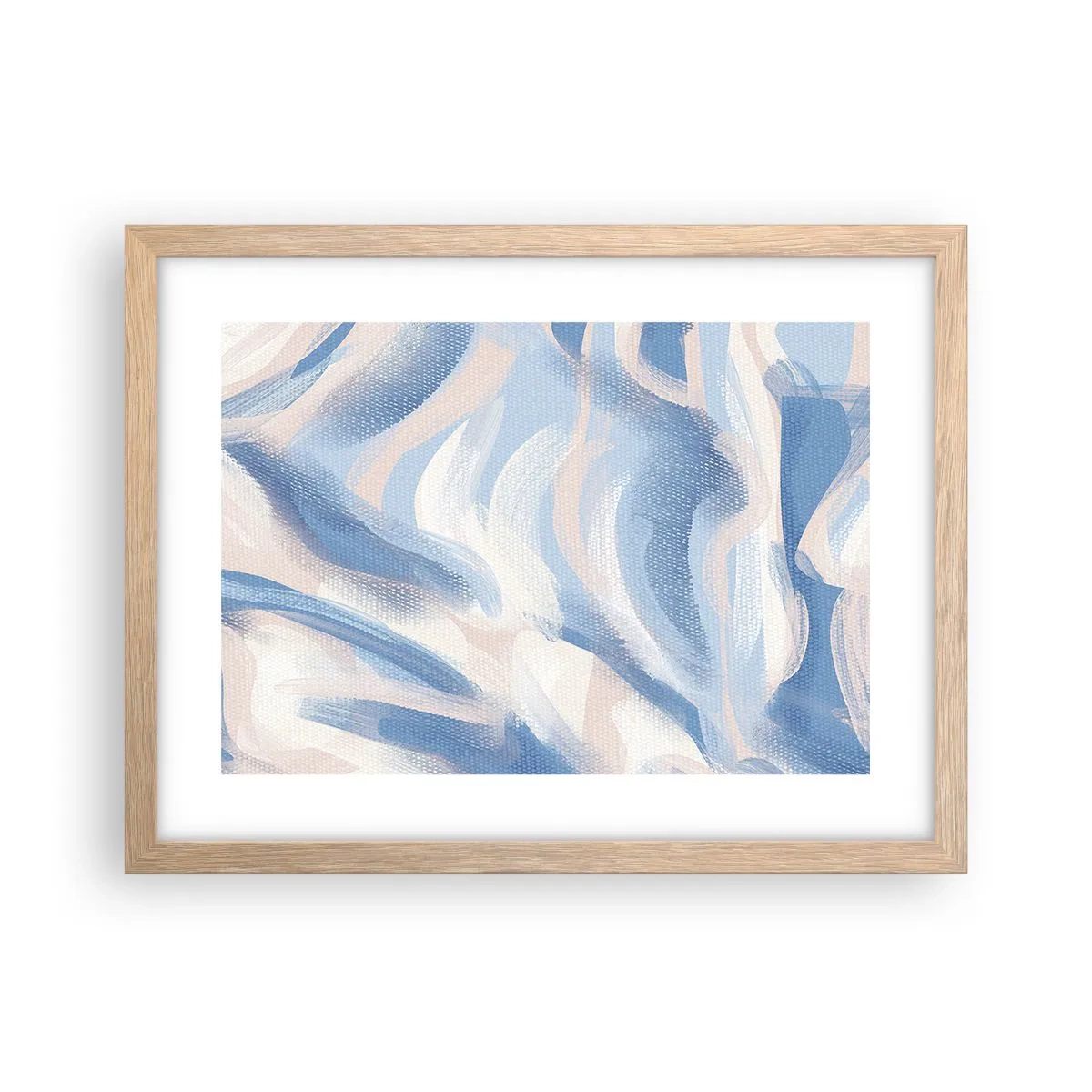 Poster în ramă de stejar deschis - Undele albastre - 40x30 cm