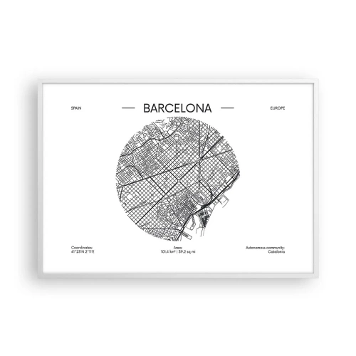 Poster în ramă albă - Anatomia Barcelonei - 100x70 cm