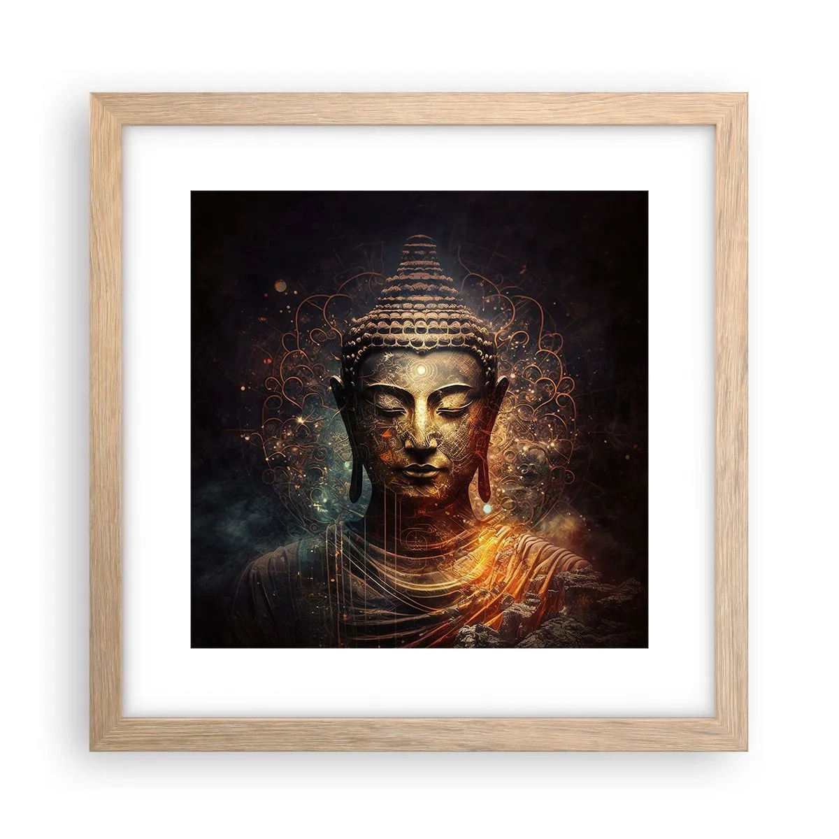 Poster în ramă de stejar deschis - Echilibru spiritual - 30x30 cm