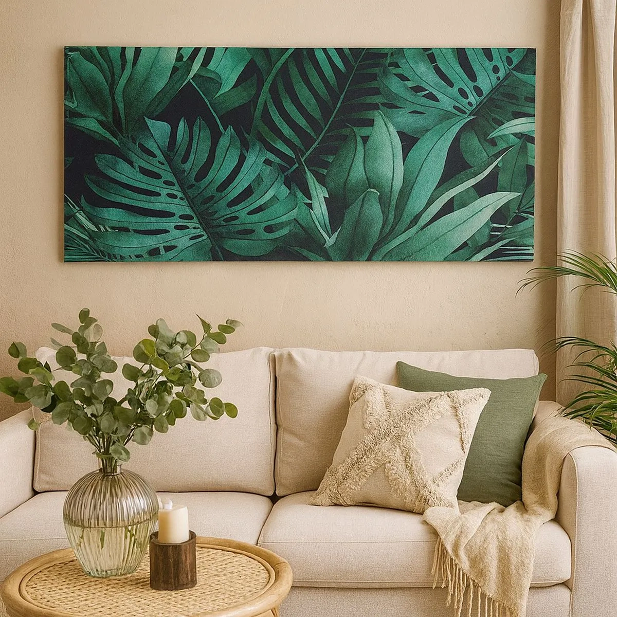 Tablou pe pânză - Profunzimea verdelui tropical - 100x40 cm
