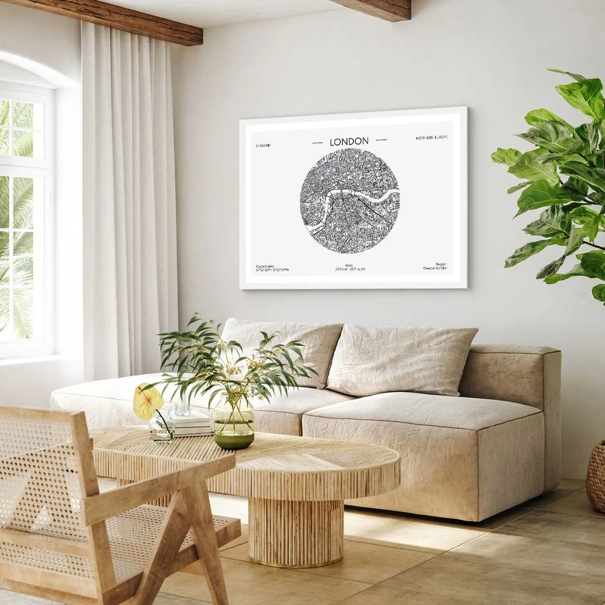 Poster în ramă albă - Anatomia Londrei - 100x70 cm