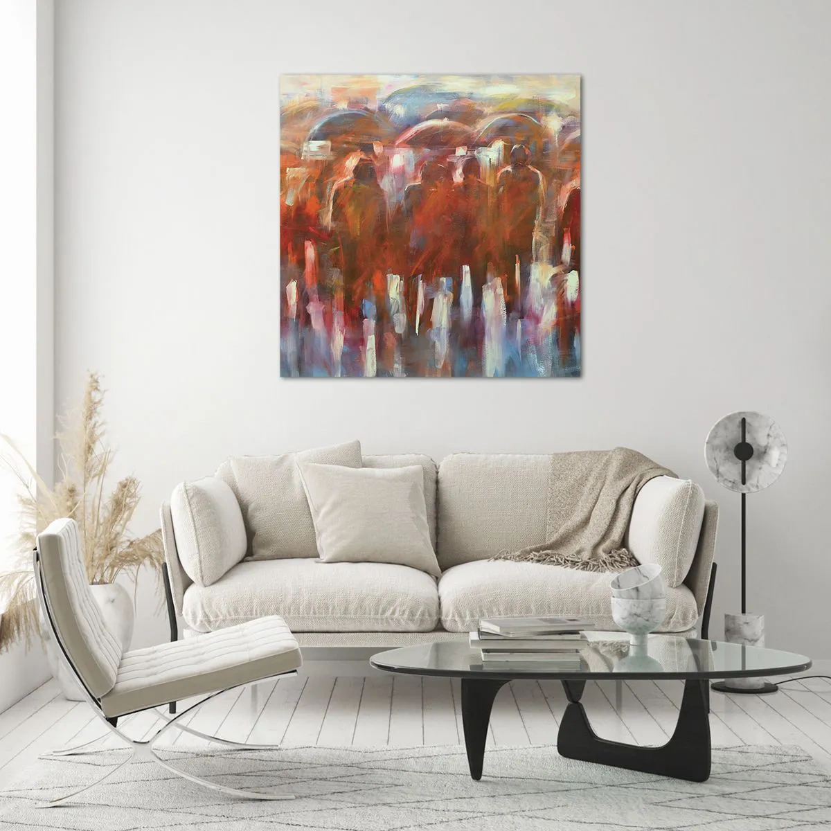 Tablou pe sticlă - Egali în ploaie și ceață - 30x30 cm