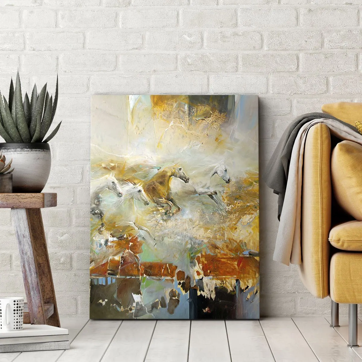 Tablou pe pânză - Galopând prin lumină - 45x80 cm