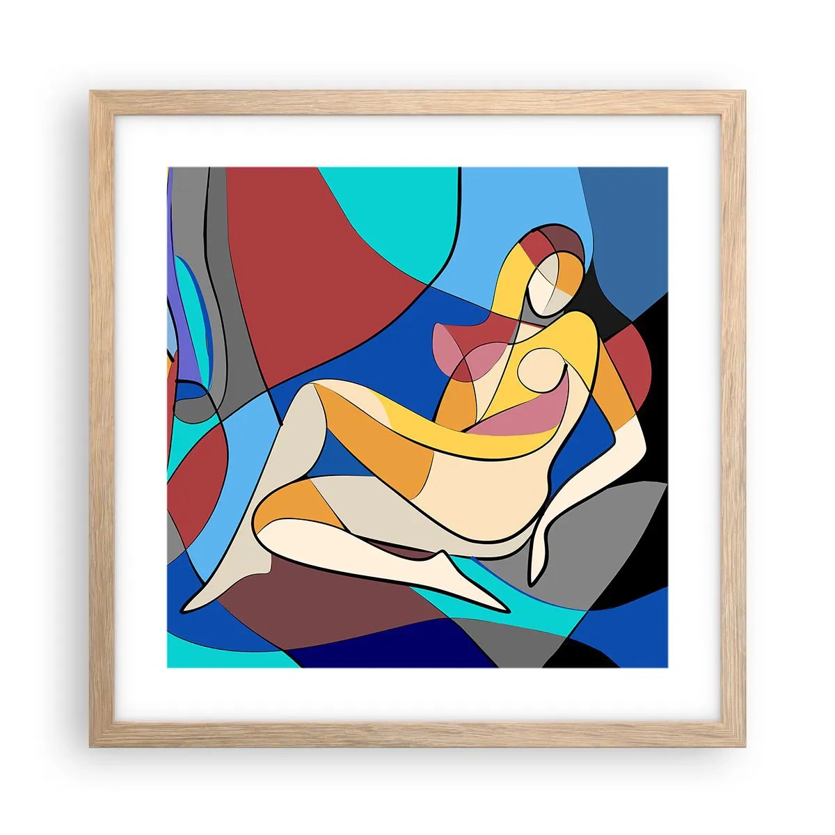 Poster în ramă de stejar deschis - Nudul cubist - 40x40 cm