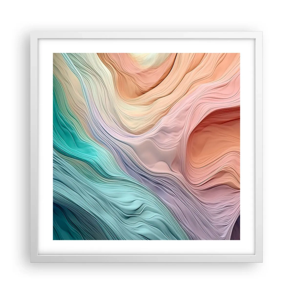 Poster în ramă albă - Valul curcubeu - 50x50 cm