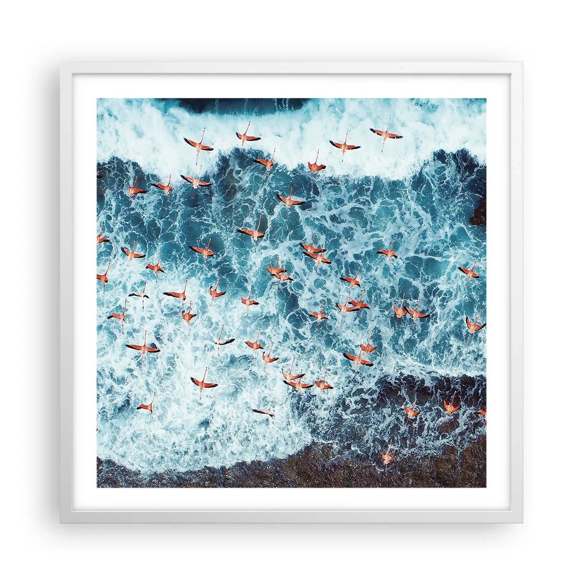 Poster în ramă albă - Parada de la malul mării - 60x60 cm