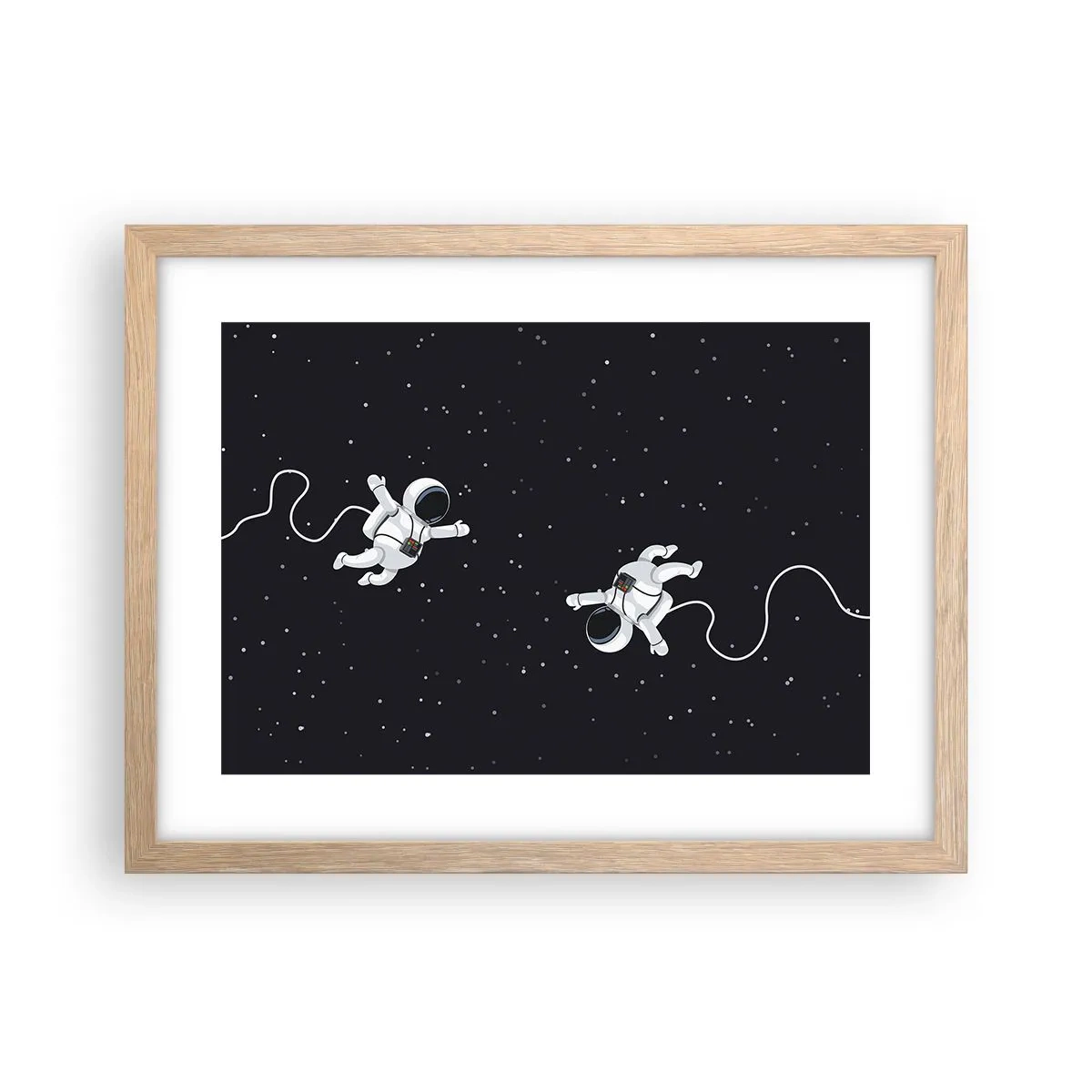 Poster în ramă de stejar deschis - Dansul spațial - 40x30 cm