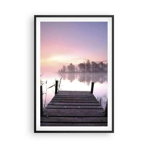 Poster în ramă neagră - Din ceața de liliac... - 61x91 cm