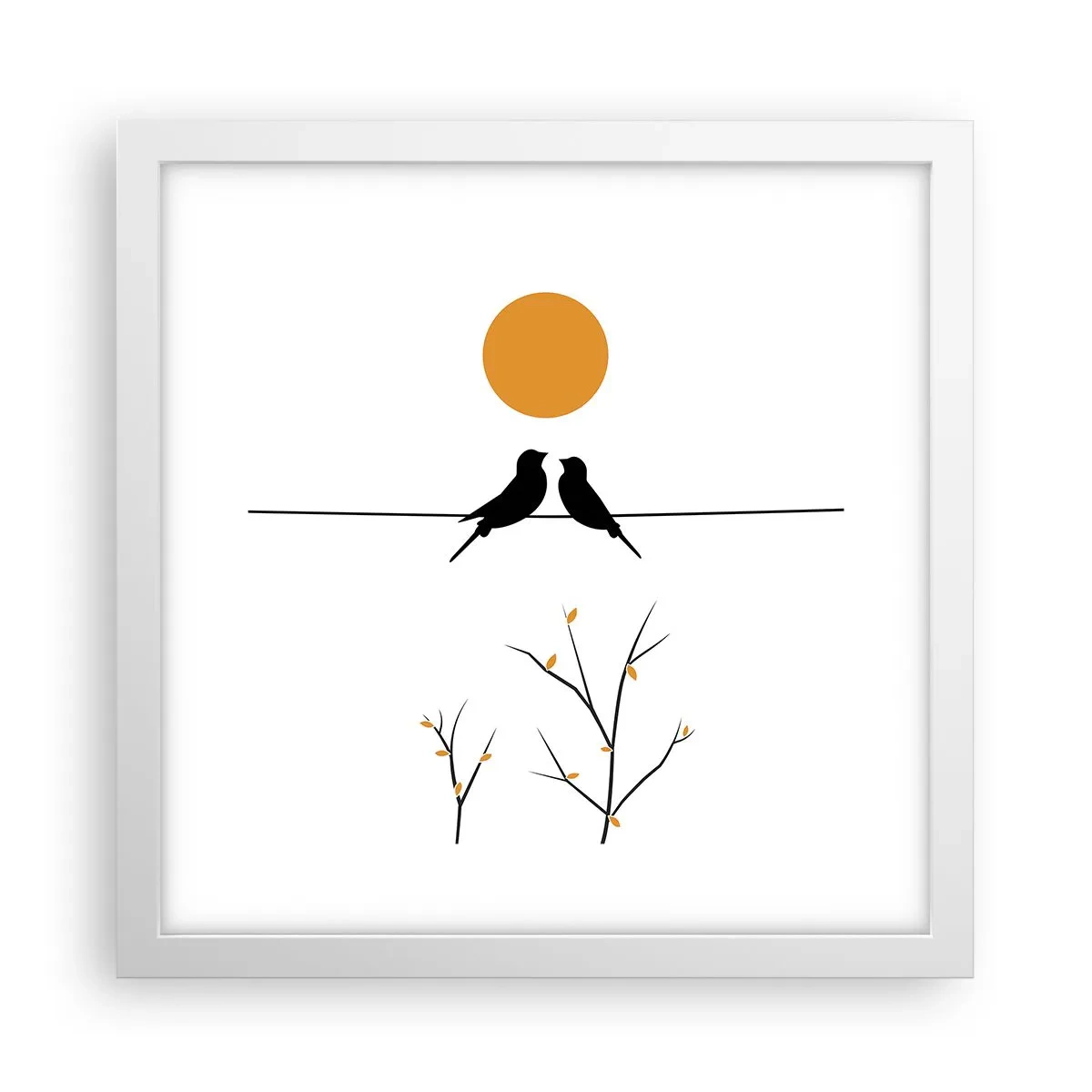 Poster în ramă albă - Seară cu privighetori - 30x30 cm