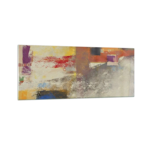 Tablou pe sticlă - Geometria culorilor - 100x40 cm
