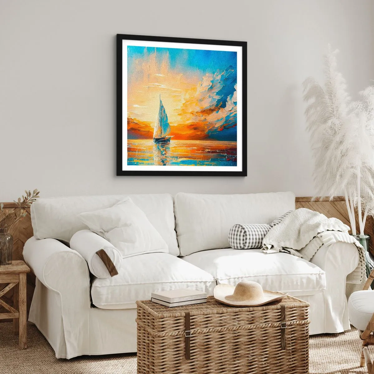 Poster în ramă neagră - Navigare prin aur - 40x40 cm