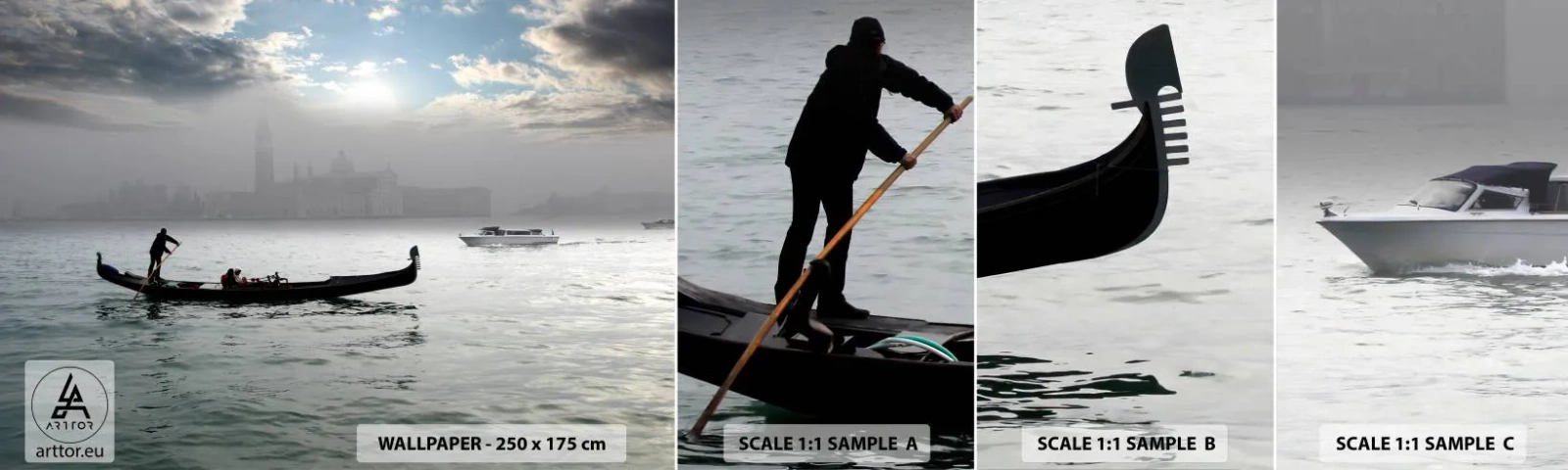 Mostră de Tapet Standard Eco - Un oraș fabulos de apă și ceață - Peisaj, Oraș, Veneția - 100x30 cm