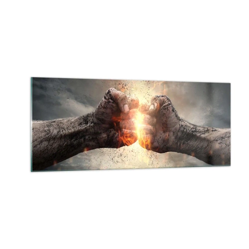 Tablou pe sticlă - Ridică-te pentru a lupta - 100x40 cm