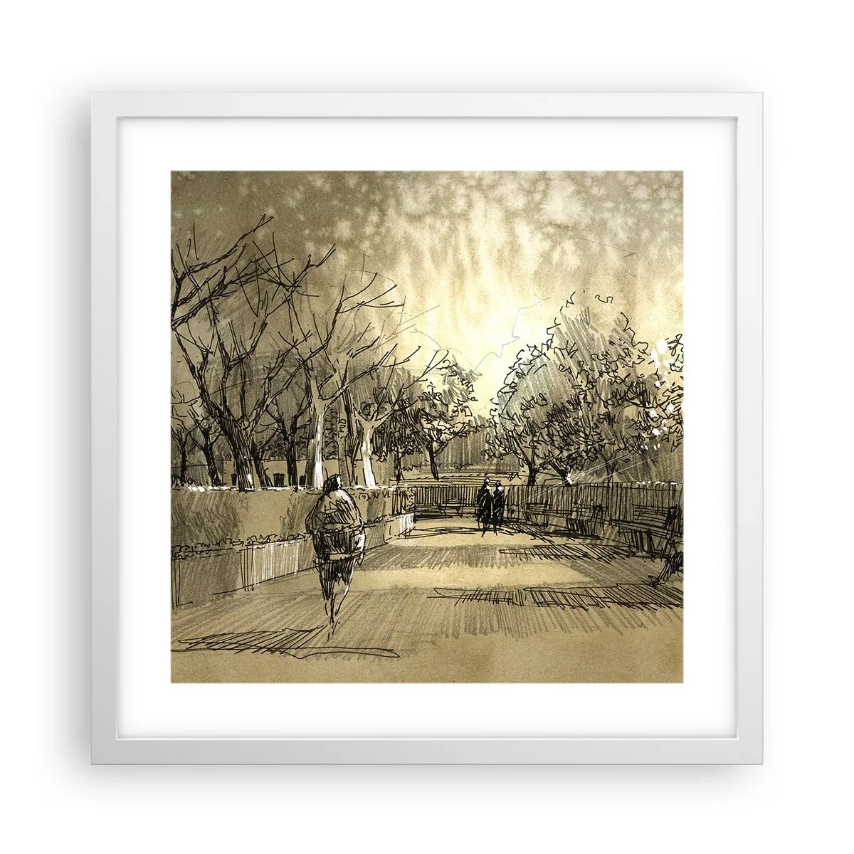 Poster în ramă albă - Un moment reținut cu pene - 40x40 cm