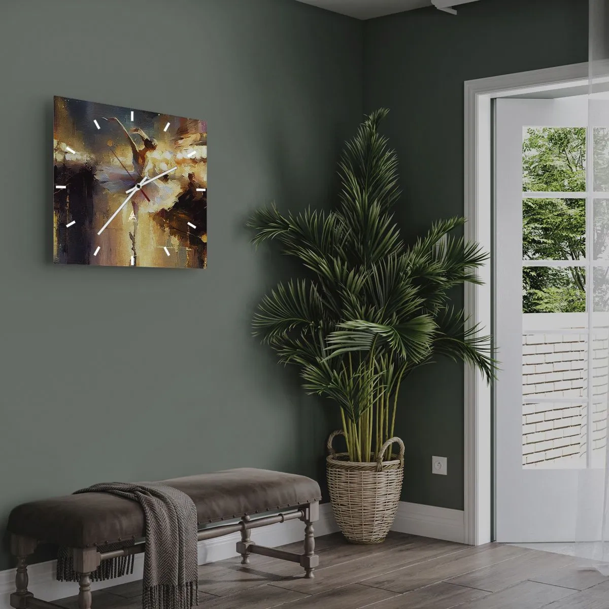 Ceas de perete - Ceas pe sticlă - Un miracol în stradă - 40x40 cm