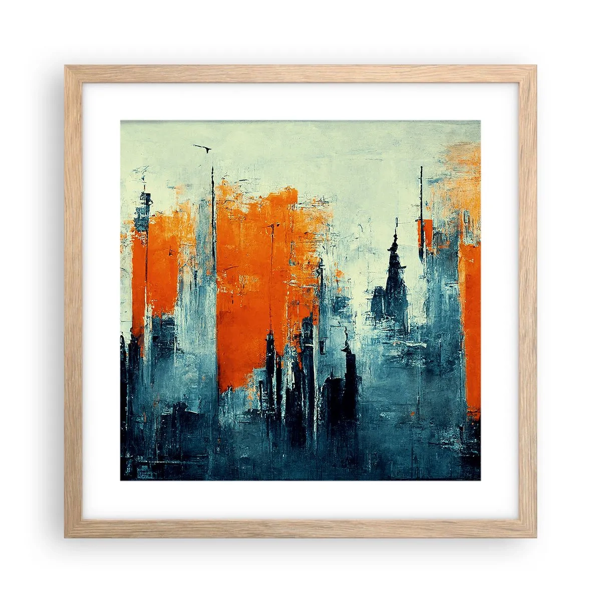 Poster în ramă de stejar deschis - Peisaj modern - 40x40 cm