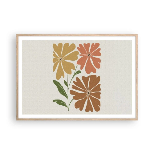 Poster în ramă de stejar deschis - Natură și geometrie - 100x70 cm