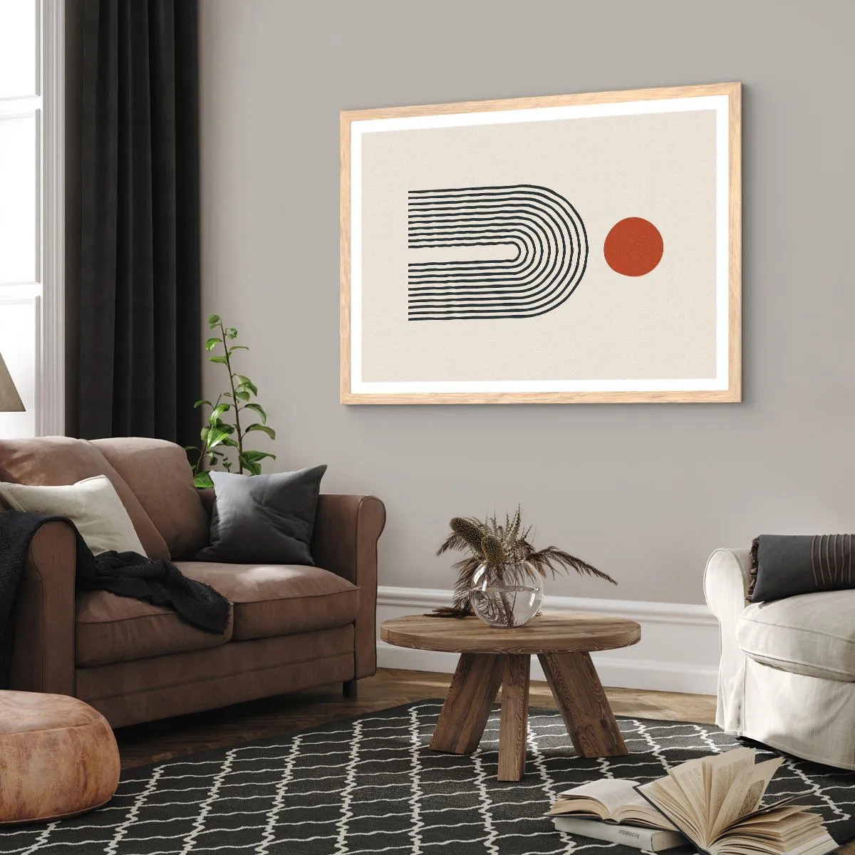Poster în ramă de stejar deschis - Magnetismul formelor și al culorilor - 100x70 cm