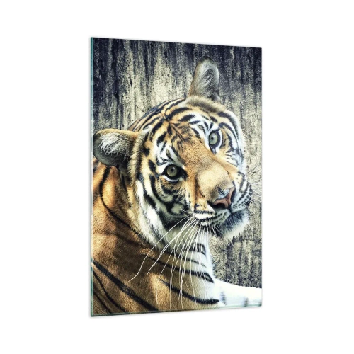 Tablou pe sticlă - Portret în fluxuri de lumină - 80x120 cm
