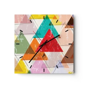 Ceas de perete - Ceas pe sticlă - Trei câte trei - 40x40 cm