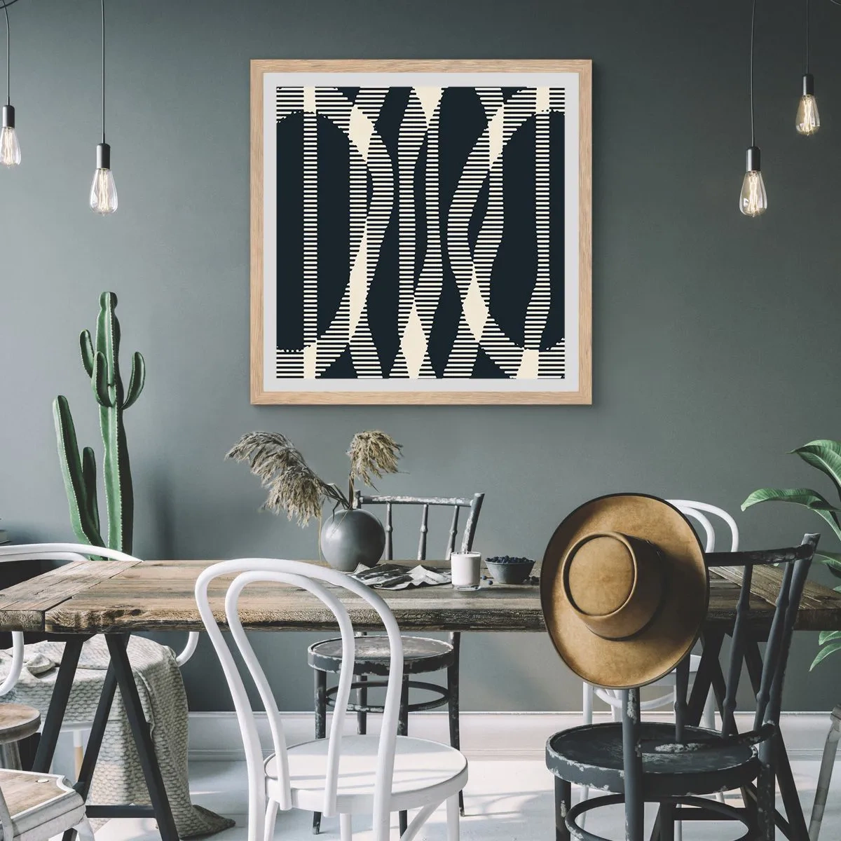 Poster în ramă de stejar deschis - Încercare de străpungere a întunericului - 30x30 cm