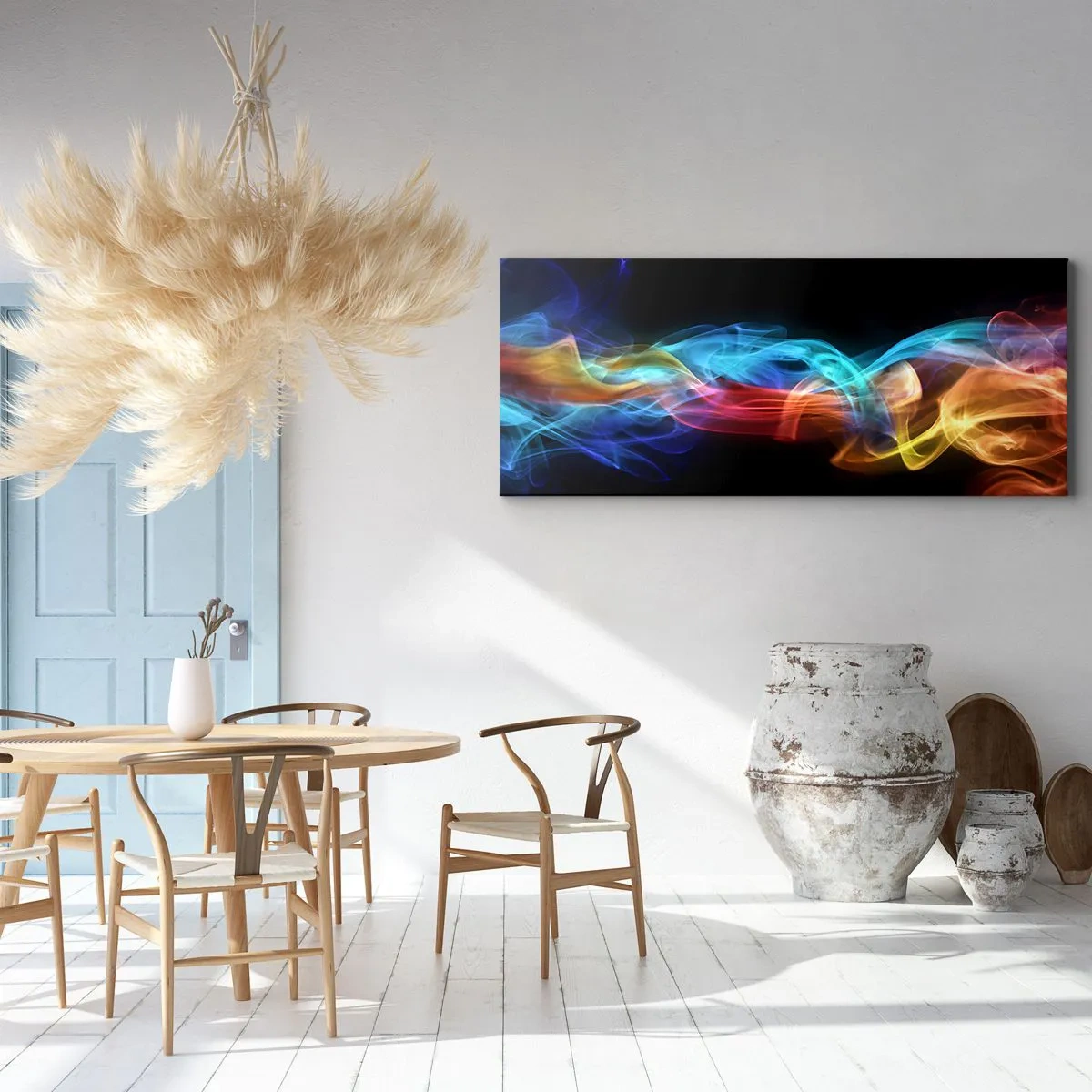 Tablou pe pânză - Dansul curcubeului în brumă - 120x50 cm