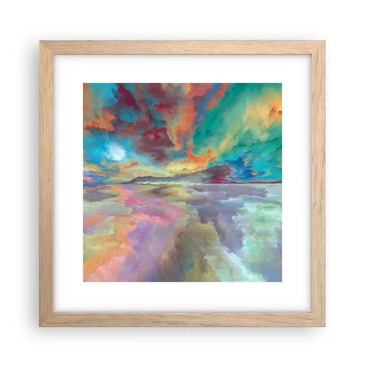 Poster în ramă de stejar deschis - Două ceruri - 30x30 cm