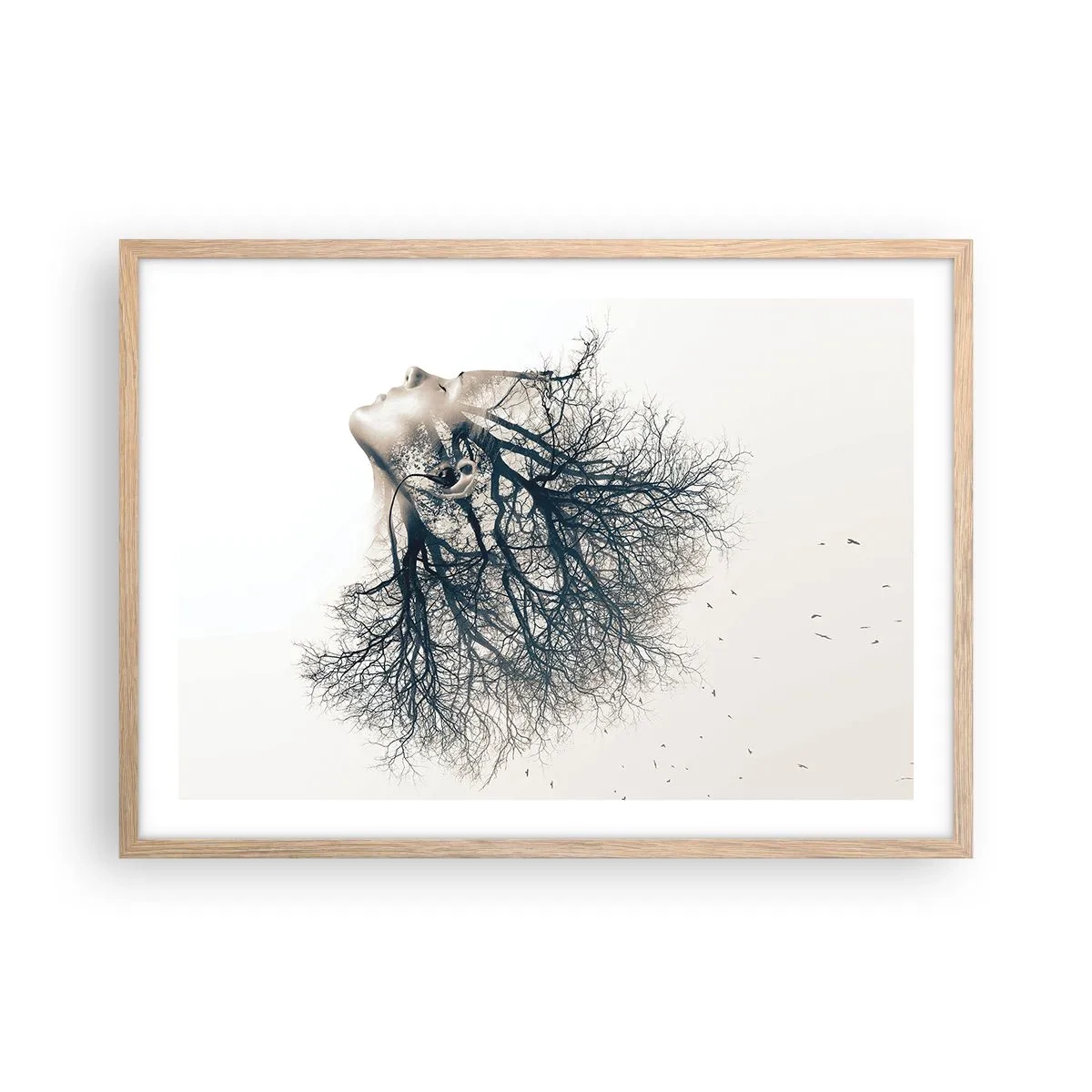 Poster în ramă de stejar deschis - Ascultând șoapta copacului - 70x50 cm