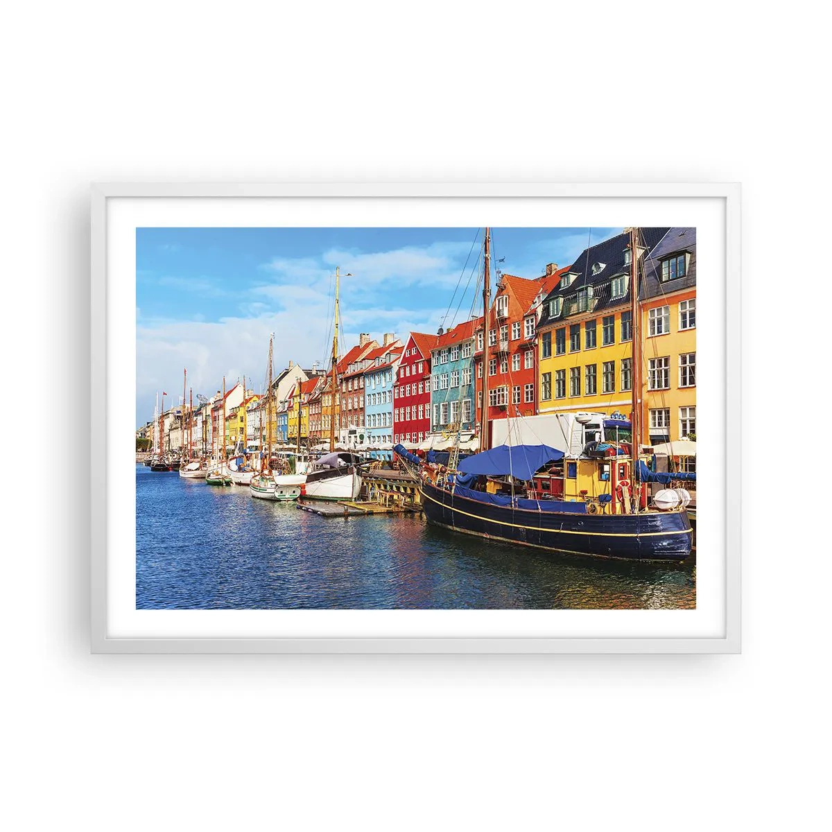 Poster în ramă albă - Portul vesel - 70x50 cm