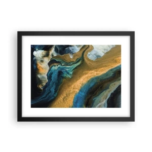 Poster în ramă neagră - Albastru - galben - influență reciprocă - 40x30 cm