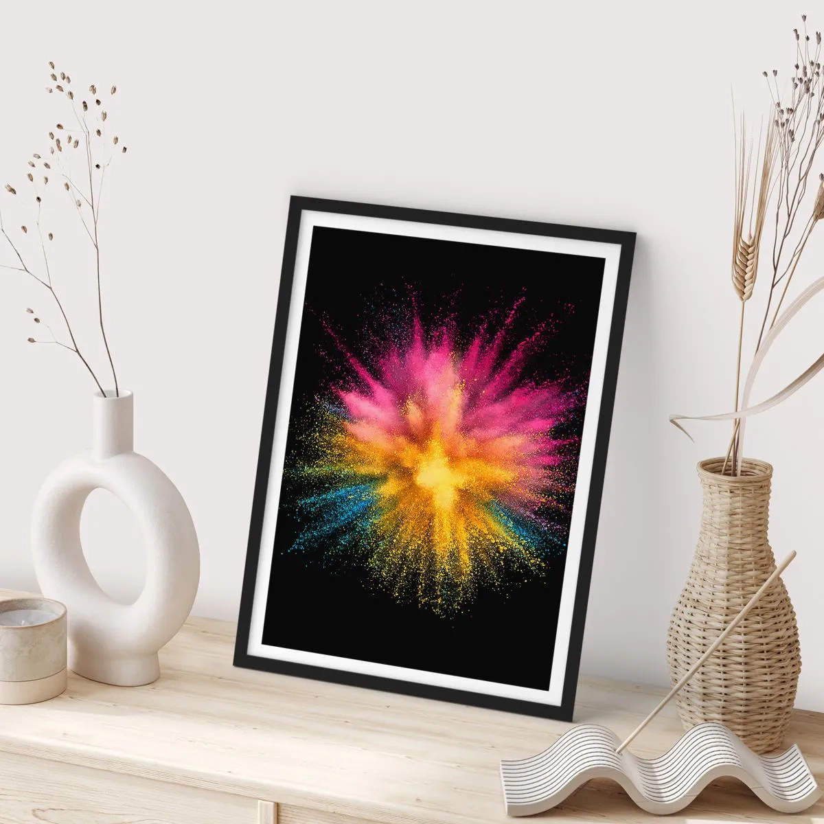 Poster în ramă neagră - Nașterea culorii - 61x91 cm