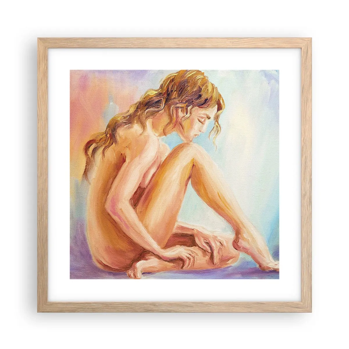 Poster în ramă de stejar deschis - Gest de tinerețe - 40x40 cm
