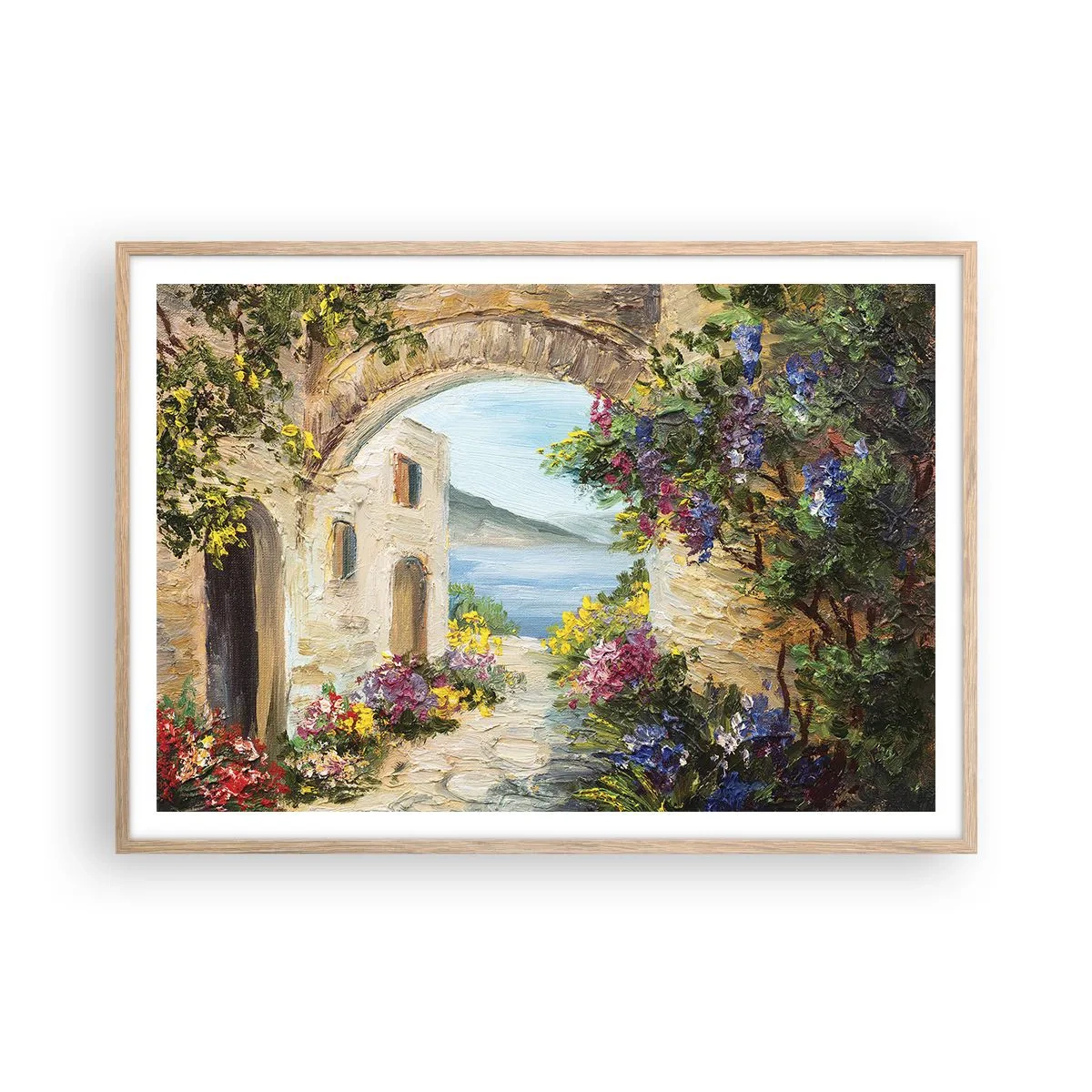 Poster în ramă de stejar deschis - Farmecul peisajului de coastă - 100x70 cm