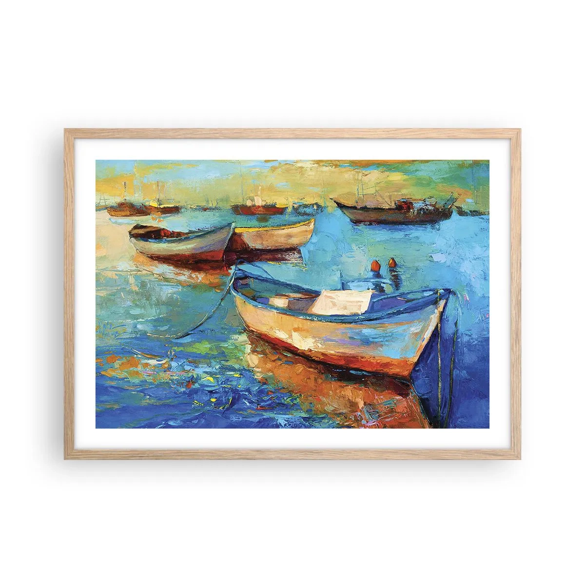 Poster în ramă de stejar deschis - Într-un golf de aur - 70x50 cm