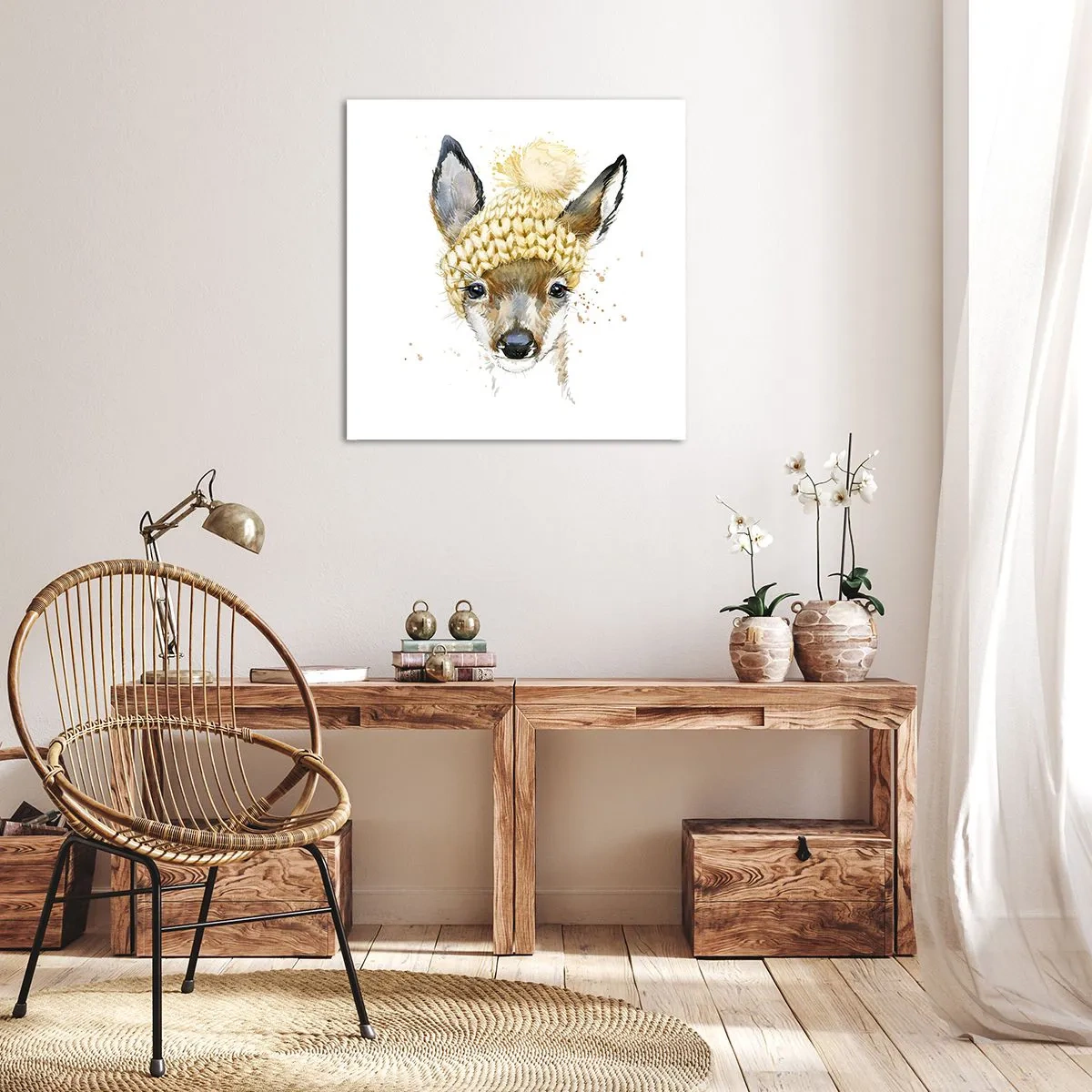 Tablou pe pânză - Pentru iarnă într-o pădure înzăpezită - 60x60 cm