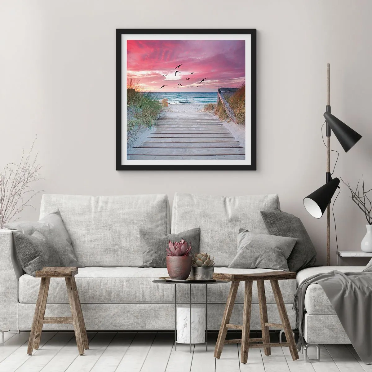 Poster în ramă neagră - Impresie baltică - 60x60 cm