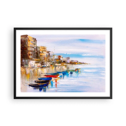 Poster în ramă neagră - Port urban multicolor - 70x50 cm