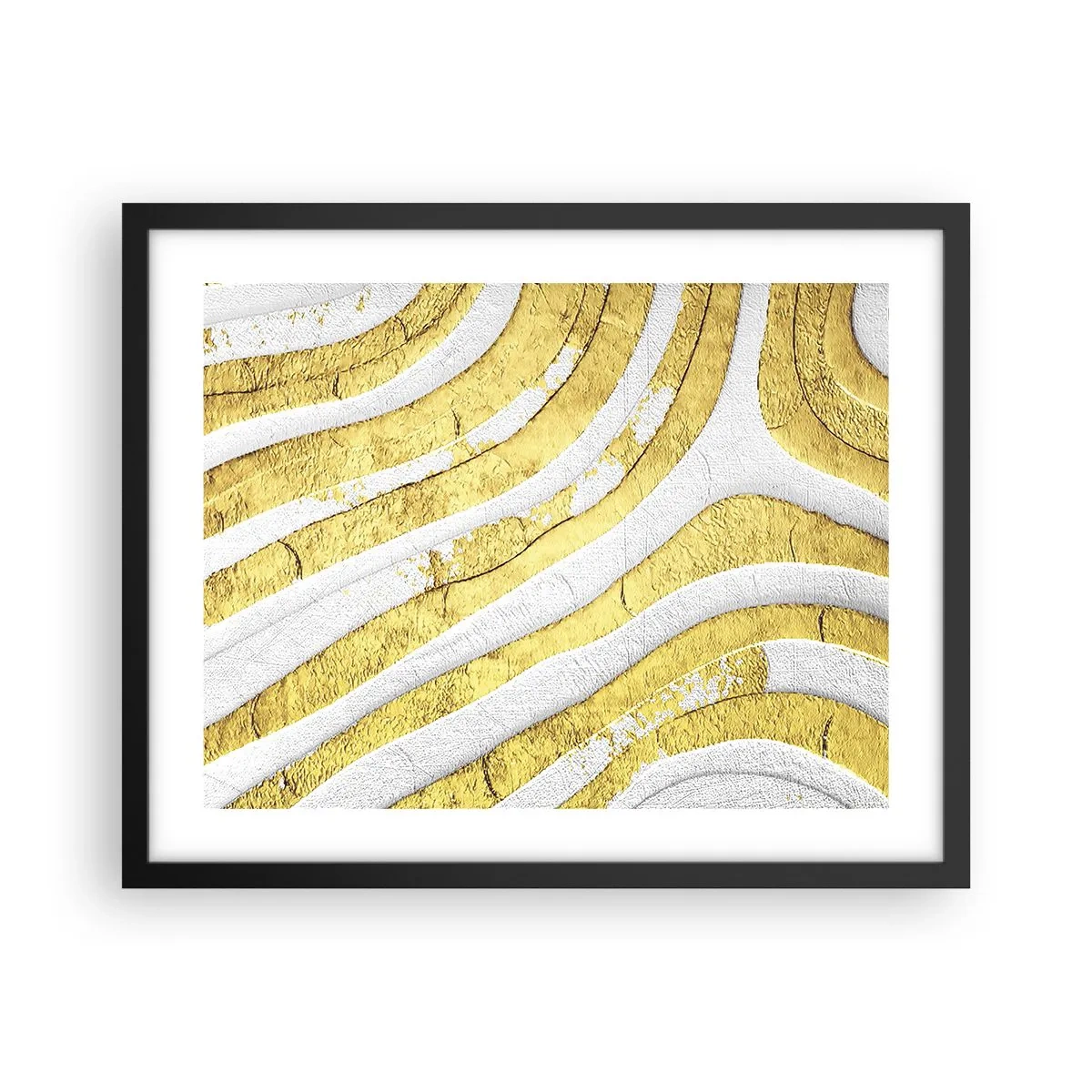 Poster în ramă neagră - Compoziția în alb și auriu - 50x40 cm
