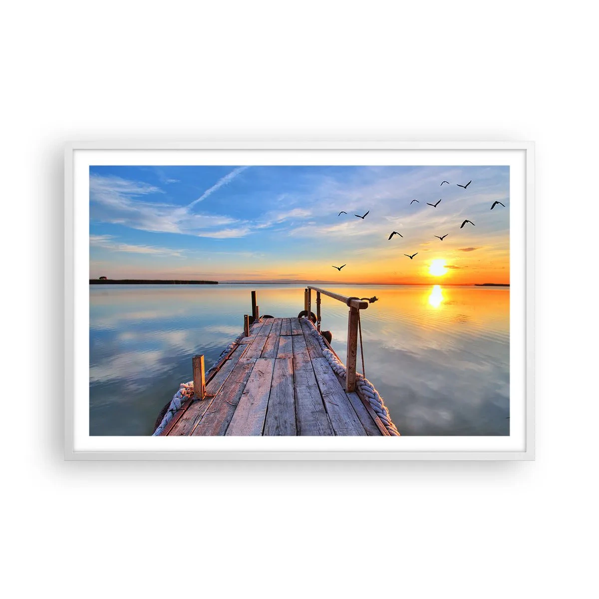 Poster în ramă albă - Mergând înainte spre soare - 91x61 cm