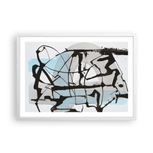 Poster în ramă albă - Cu toate acestea, albastru - 70x50 cm