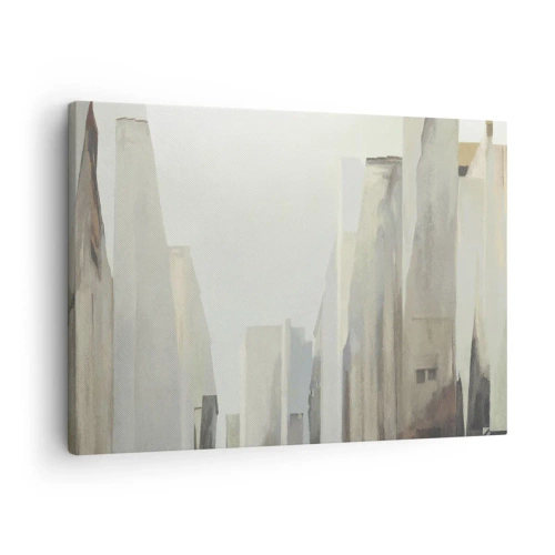 Tablou pe pânză Canvas - peisaj urban abstract în nuanțe pastelate - 70x50cm - Vis urban - Decorațiune modernă pentru perete pentru living și dormitor ARTTOR