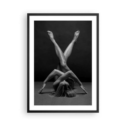 Poster în ramă neagră - O abordare artistică a unei siluete feminine în alb și negru - 50x70cm - Geometria nudității - Decorațiune modernă pentru perete pentru living și dormitor ARTTOR
