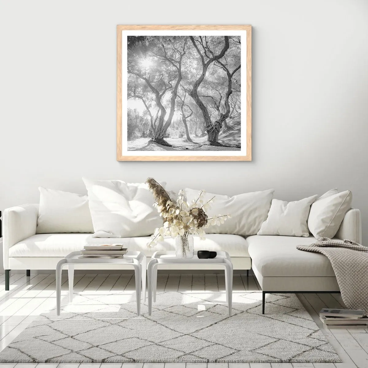 Poster în ramă de stejar deschis - Într-o livadă de măslini - 30x30 cm