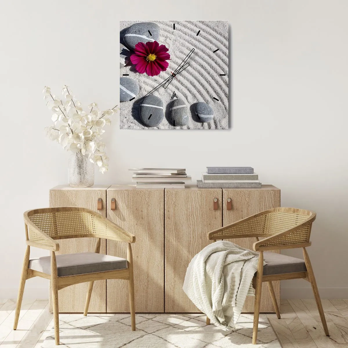 Ceas de perete - Ceas pe sticlă - Energia și liniștea cercului magic al naturii - 30x30 cm