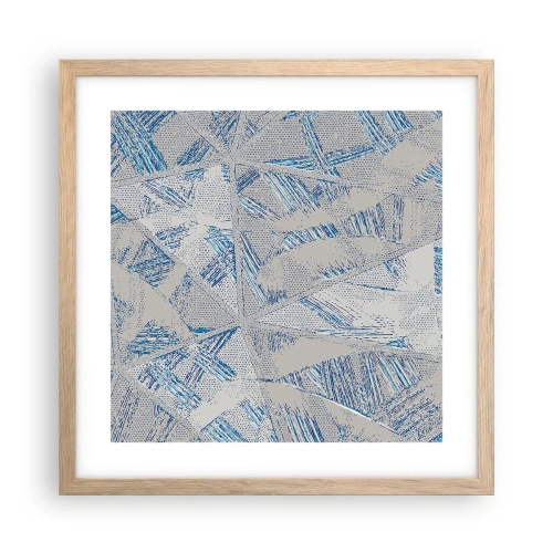 Poster în ramă de stejar deschis - Într-un labirint de gri-albastru - 40x40 cm